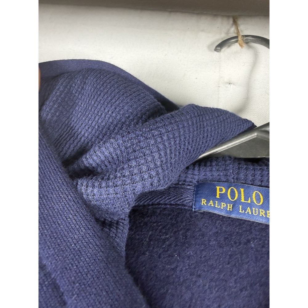 Polo Ralph Lauren Full Zip Hoodie Men's XL Navy Fleece Lined Thermal Hood Pony - Picture 4 of 7